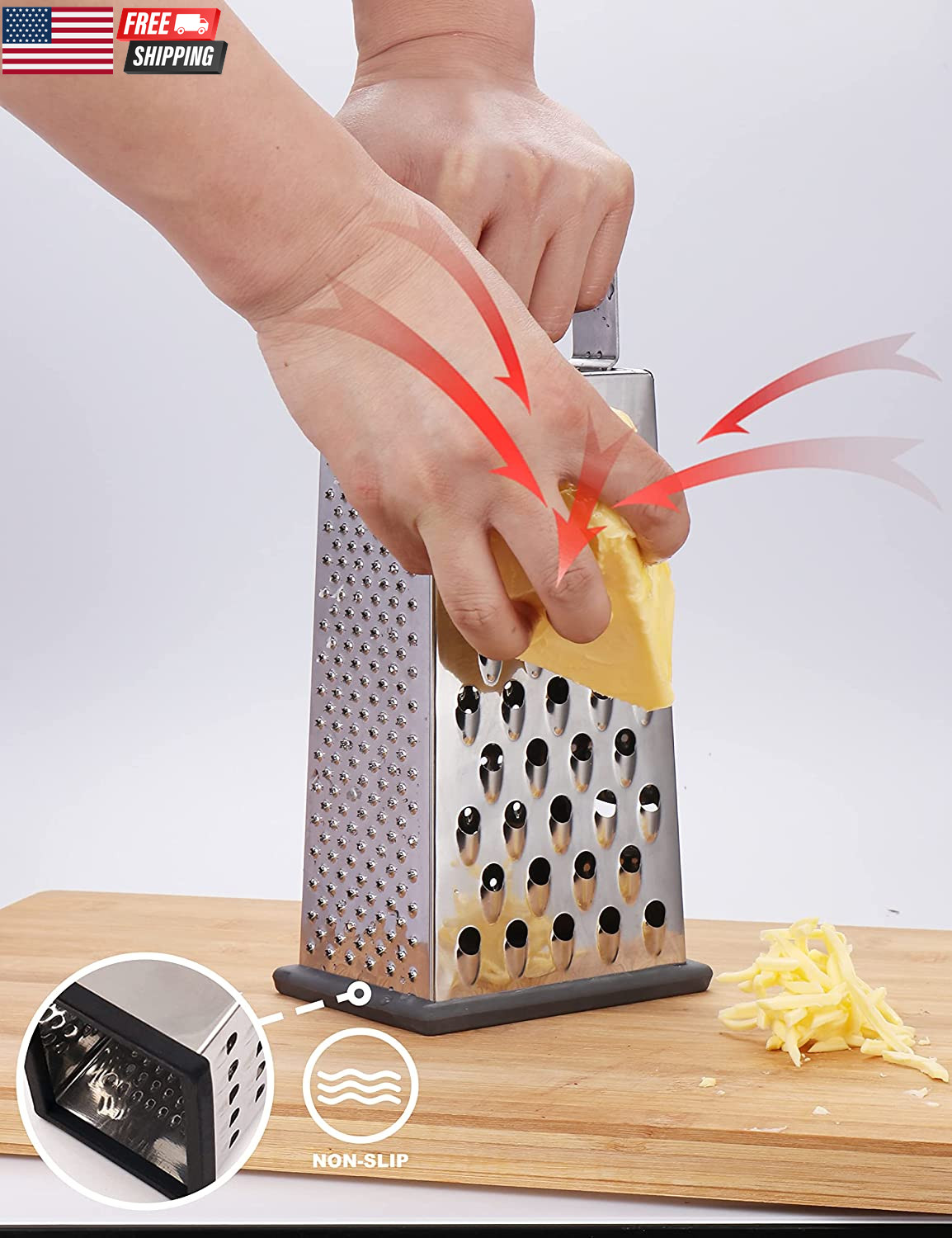 Cheese Grater, Box Grater for Cheese Stainless Steel Vegetable Slicer Food Shred