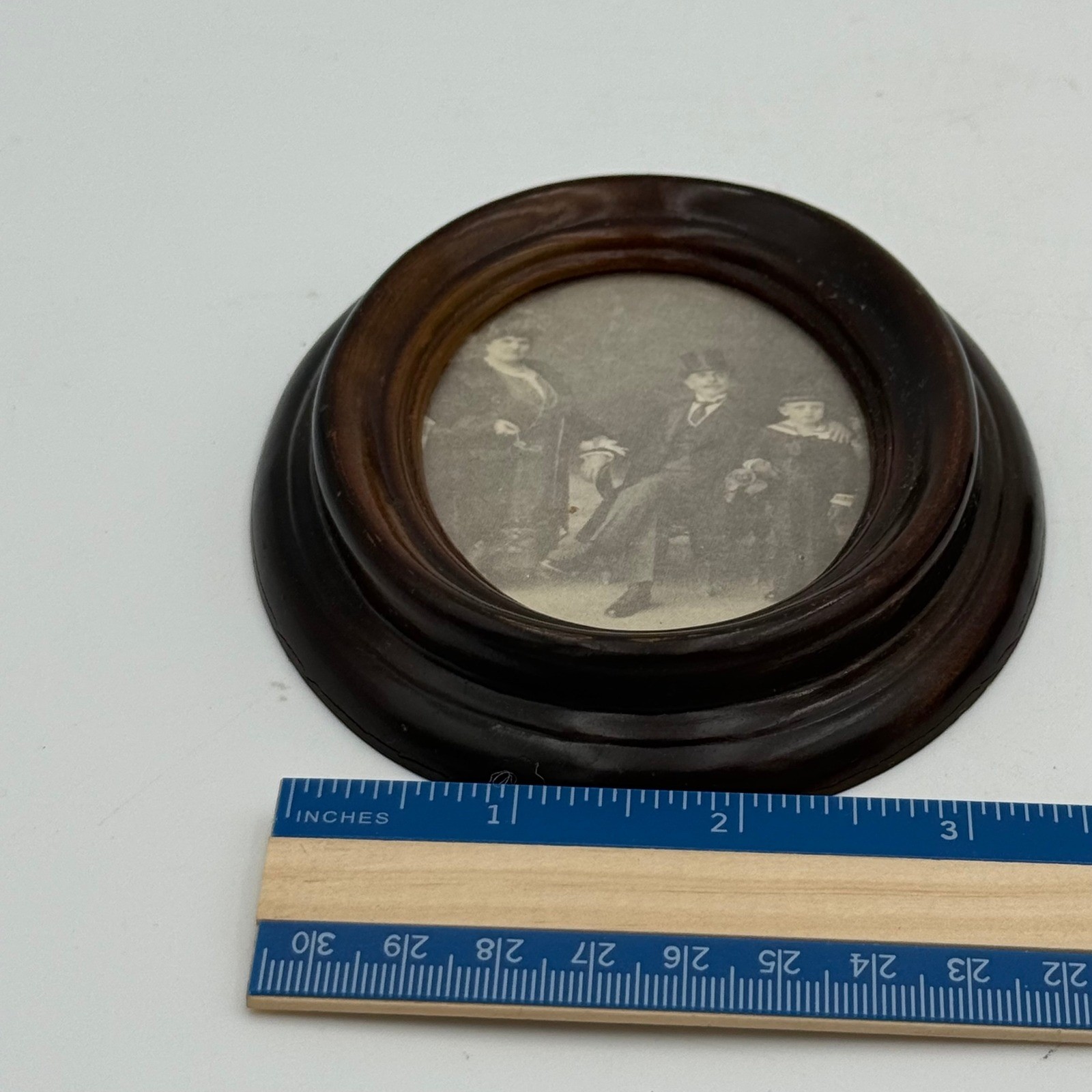 Vintage Style Miniature Portrait Frames Set of 2 Oval Octagon Wood Grain Finish