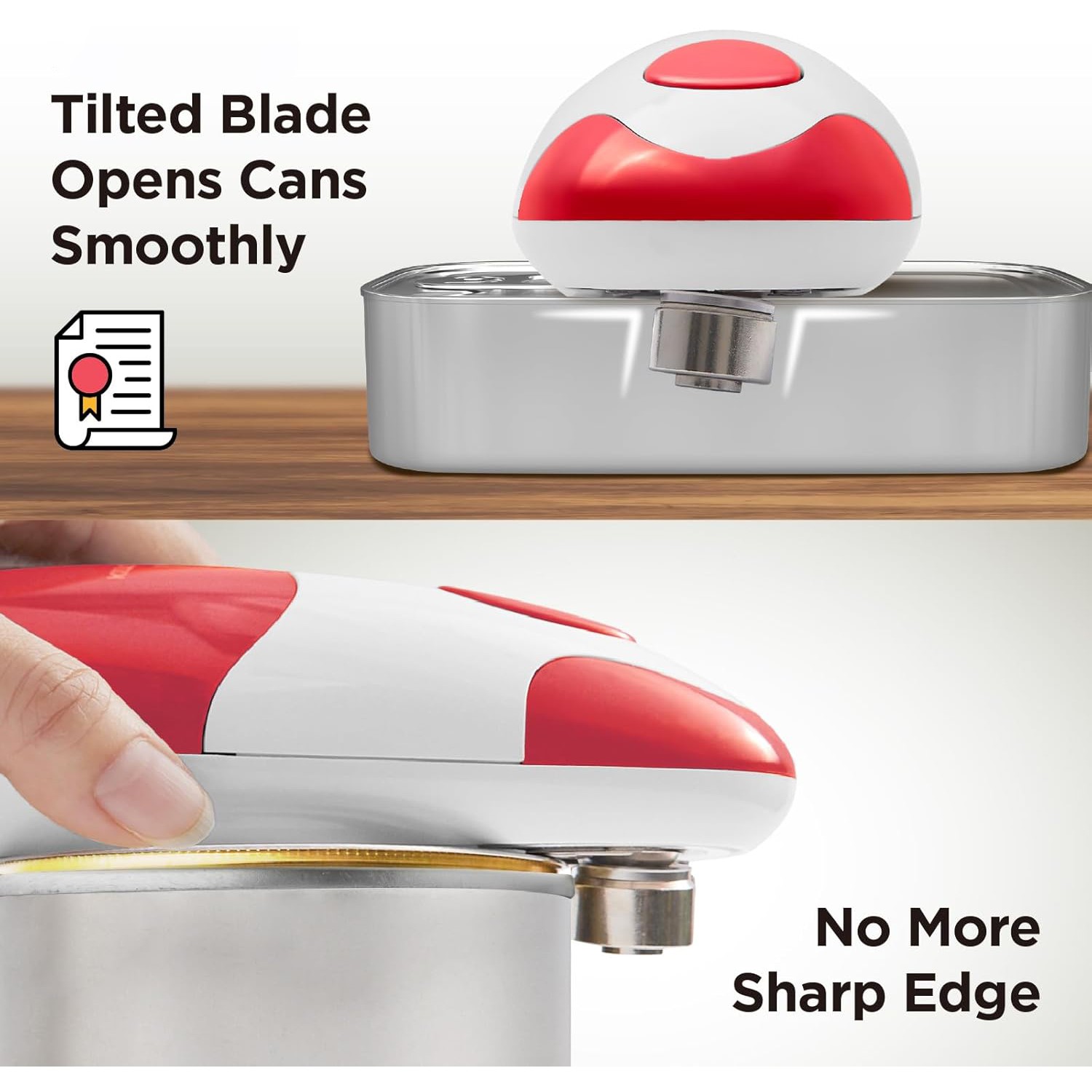 Kitchen Auto Electric Can Opener Red Smooth Edge Hands-Free Automatic