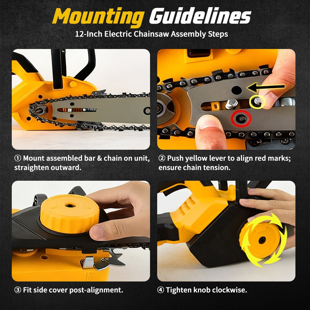 Cisivis 12-Inch Brushless Electric Chainsaw for DeWalt 20V Battery With Oiler.