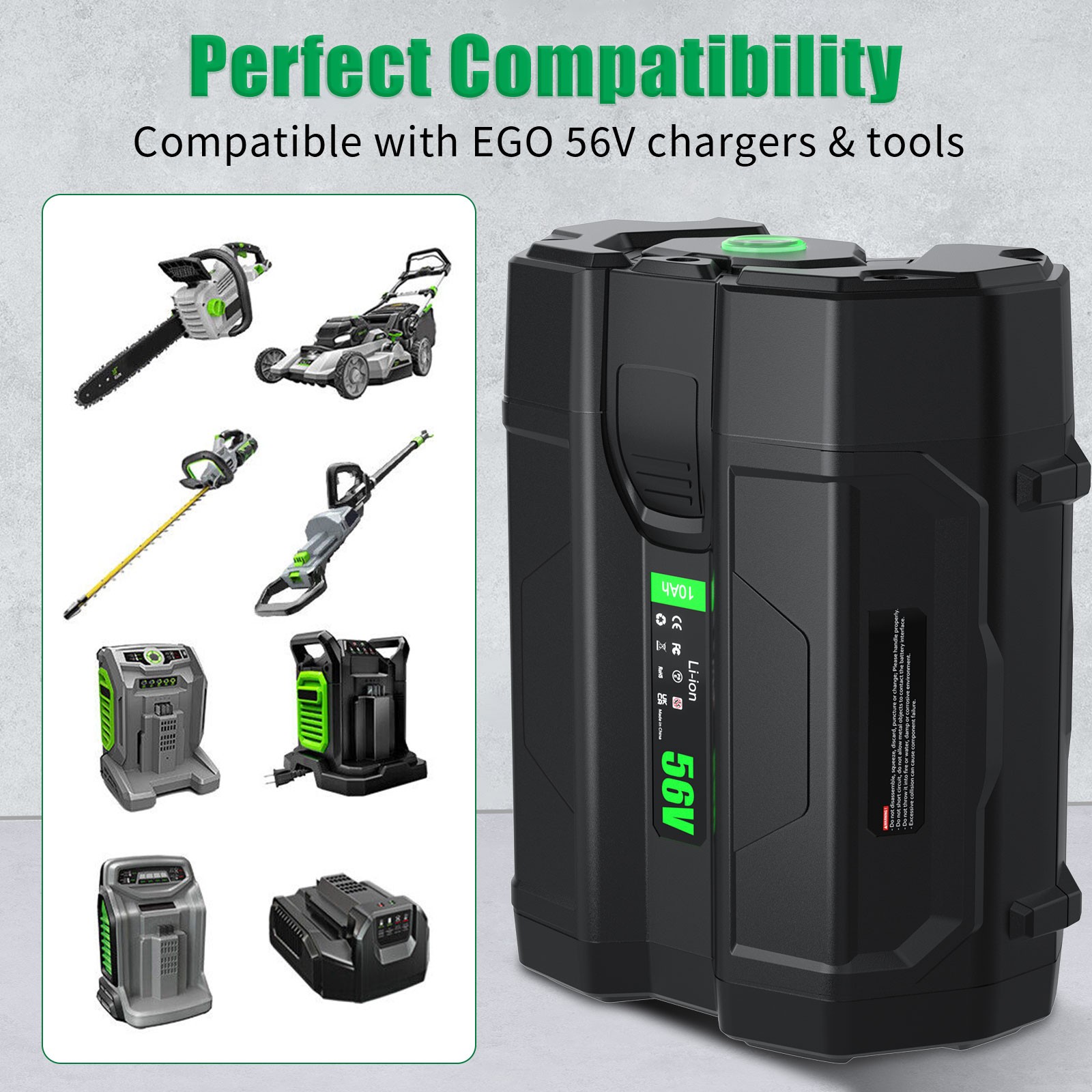 10.0Ah/6.0Ah Battery For EGO 56V 56Volt BA1400 POWER Lithium Ion BA2240 BA2800T