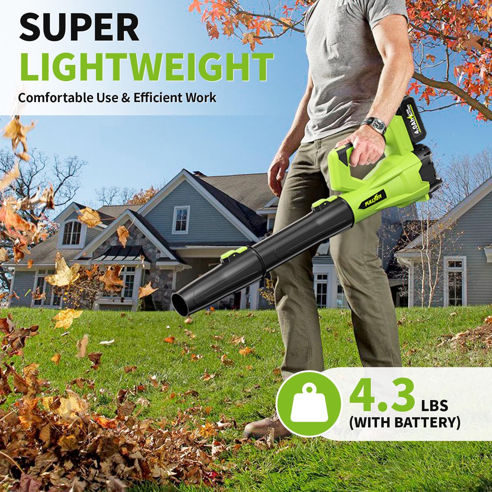 Cordless Leaf Blower 500CFM 150MPH 6 Speed Modes – Battery Powered for Yard