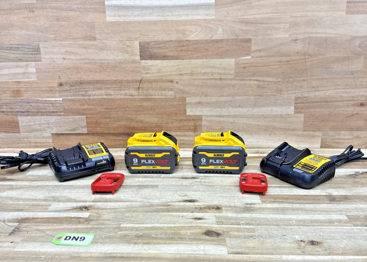 LOT OF (2) DeWALT DCB609 FlexVolt 20V / 60V9 AH Li-Ion Battery + chargers DN9