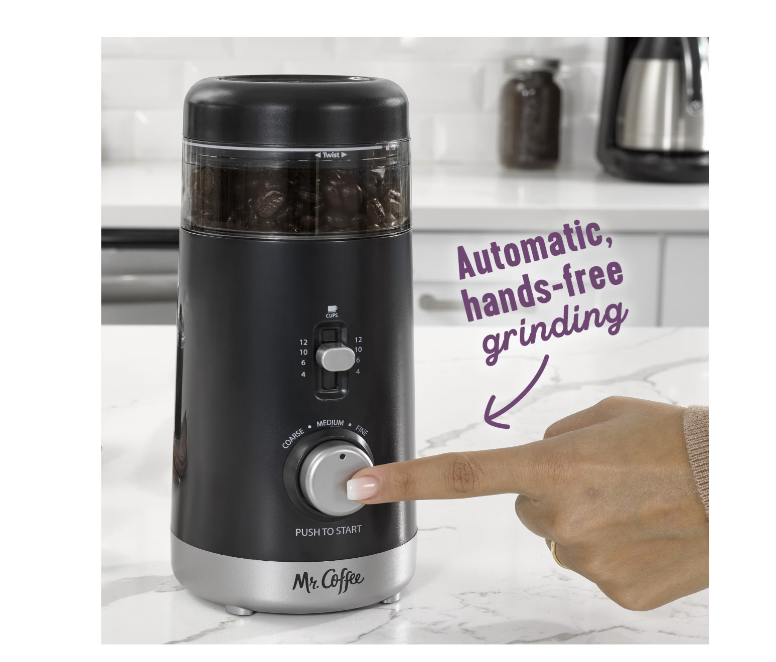 Mr. Coffee Automatic Multi-Grind Coffee Grinder Electric 12-Cup in Black – NEW