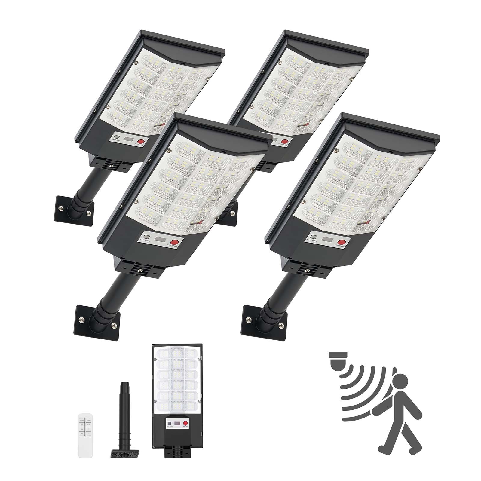 VEVOR 500W Solar Street Lights Outdoor 50000LM LED Lights Dusk to Dawn 4 Pack