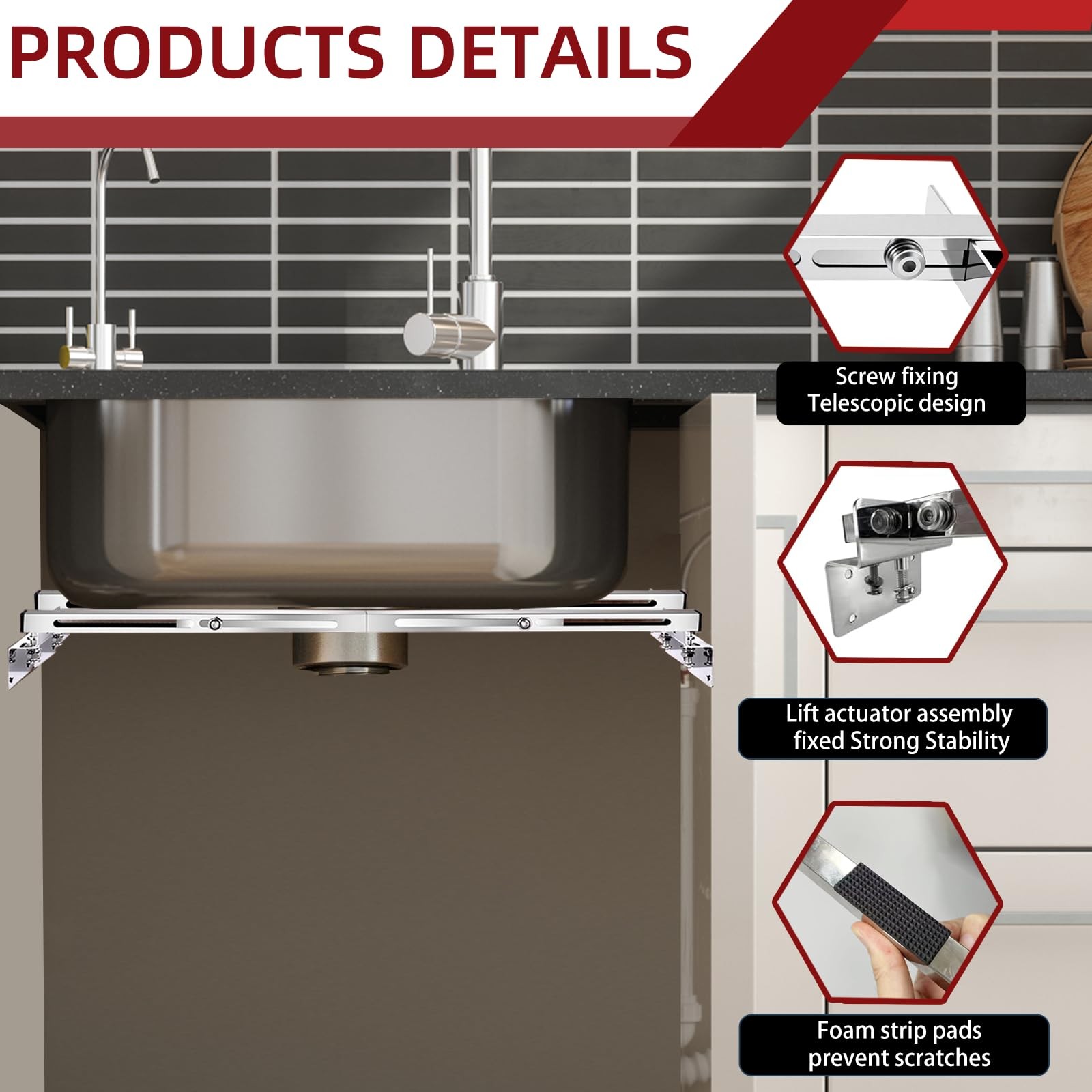 Undermount Sink Brackets, Adjustable Undermount Sink Supports, Stainless Stee…