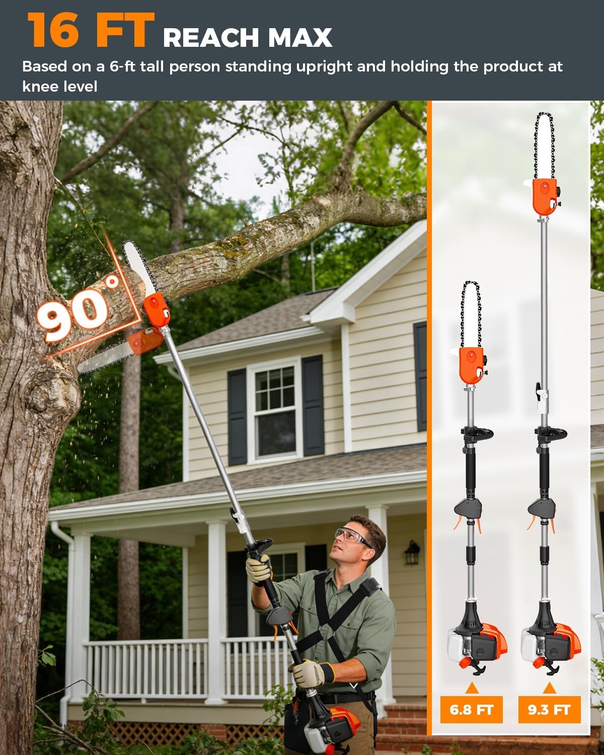 NEOTEC 4-in-1 Multi-Functional Trimming Tools Gas Hedge Trimmer 26CC Weed Eater