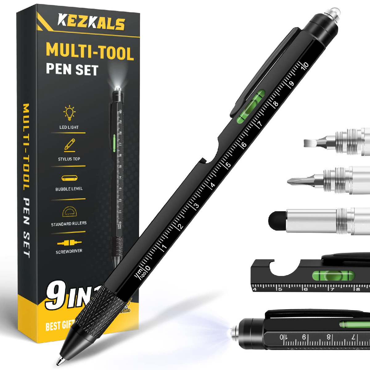 Kezkals Mens Stocking Stuffers For Teens Adults 9 In 1 Multitool Pen Gifts For