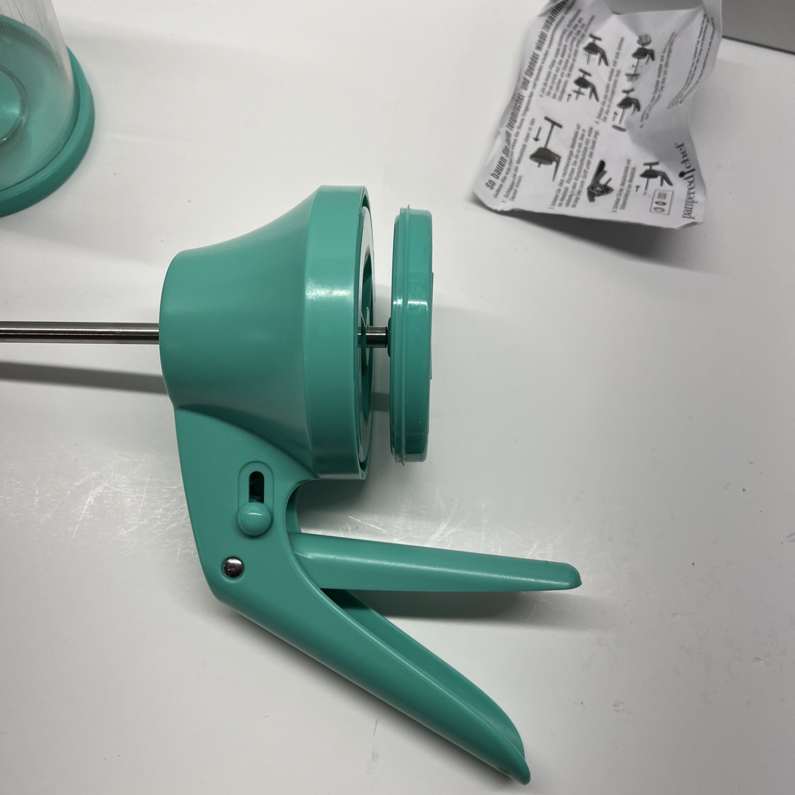 Pampered Chef Batter Mixer & Dispenser Manual Green Plastic/Metal Model 100082