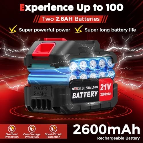 Powerful 650CFM Cordless Leaf Blower, 21V, 6-Speed, 2 Batteries & Charger, Yard