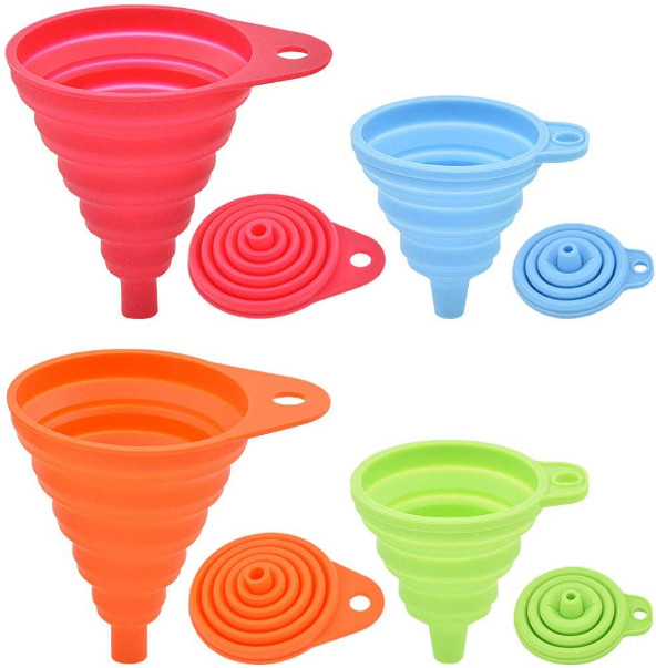 Silicone Collapsible Funnel Set of 4 Pack Small to Large Foldable for Kitchen