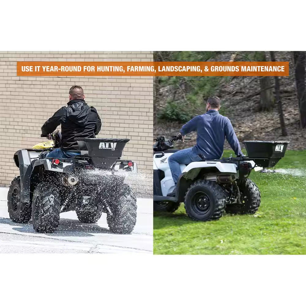 100 Lbs. Capacity ATV Mounted All Purpose Broadcast Spreader for Rock Salt, Feed