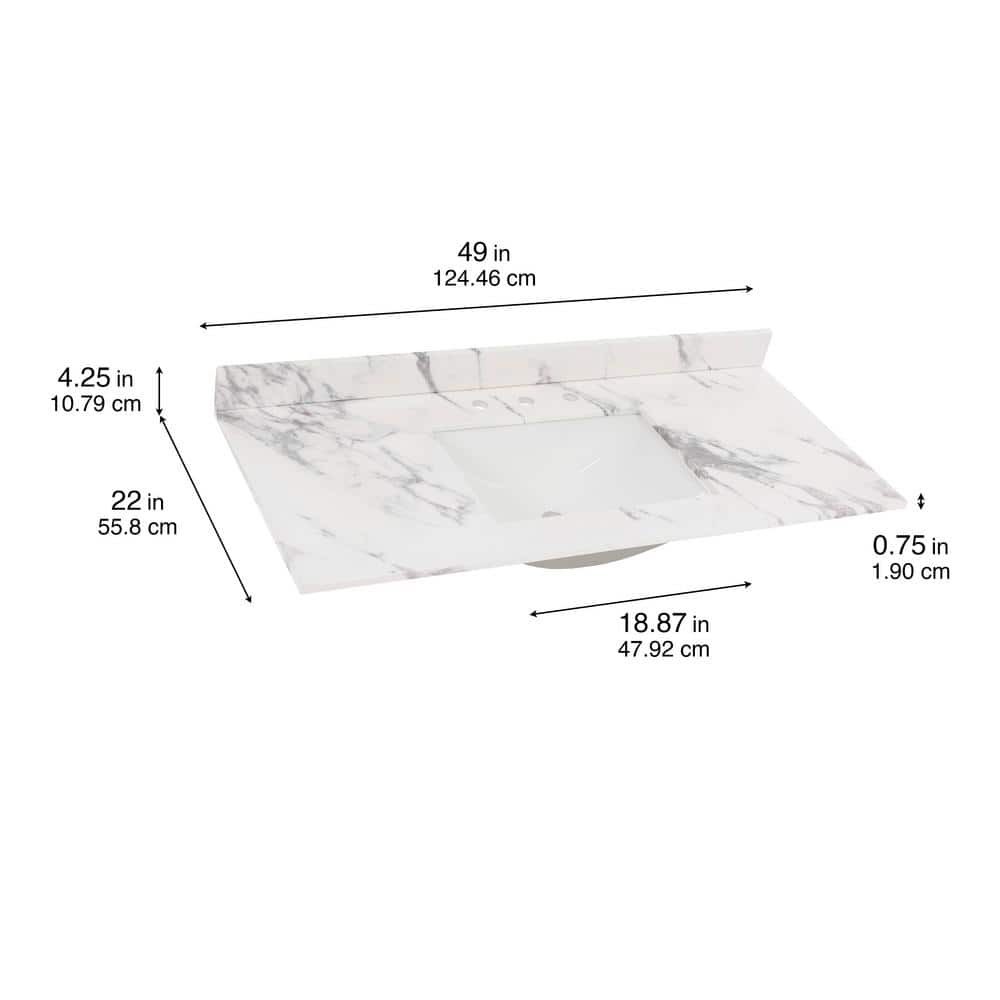 Home Decorators Collection 49 in. W x 22 in. D Engineered Stone Composite White