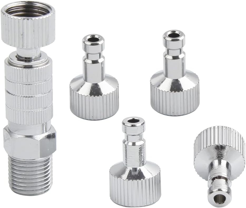 Airbrush Quick Release Disconnect with 4PCS G1/8″ Male Fittings and Female Ho…