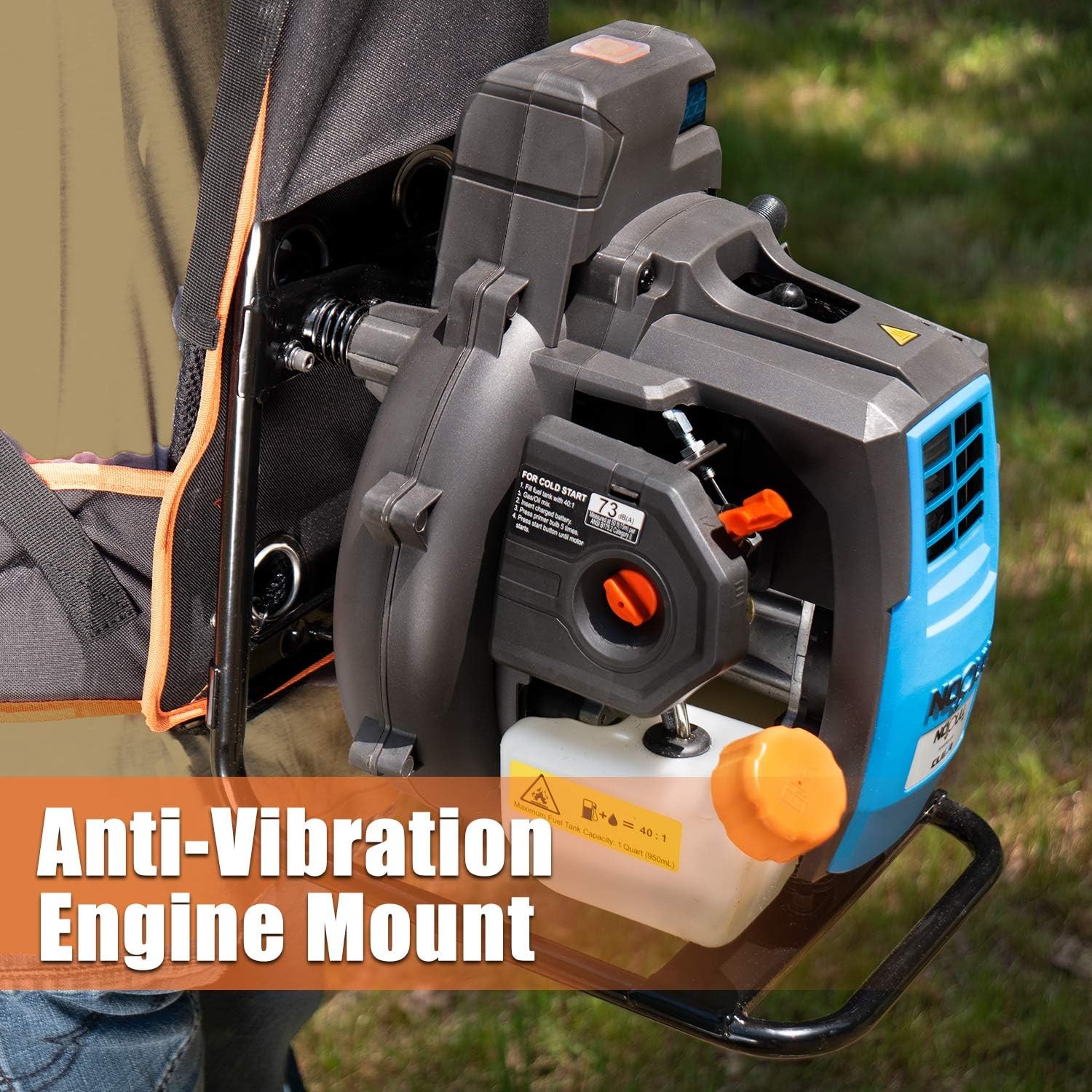 LawnMaster NPTBL31AB Gas Backpack Leaf Blower 31cc Electric Start 470CFM 175MPH