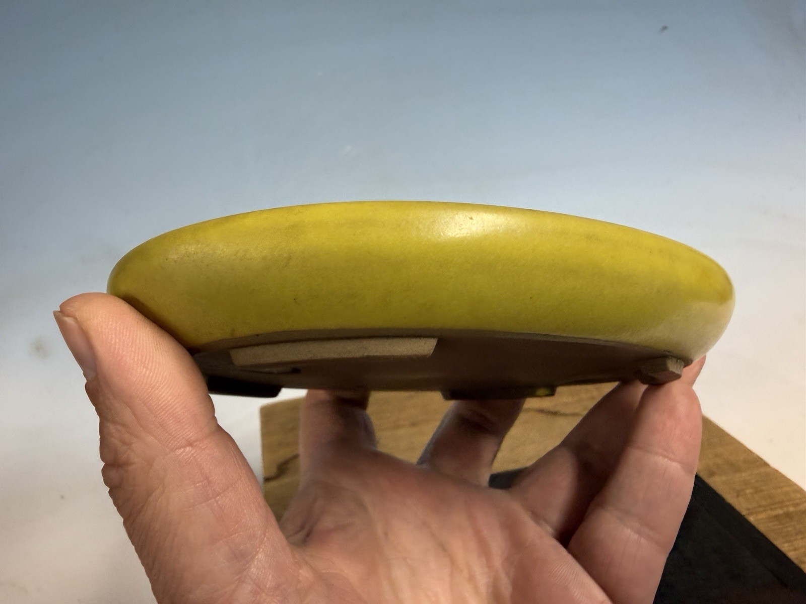 Japanese Unknown Maker Shohin Bonsai Tree Pot 6 1/8” Yellow Glaze