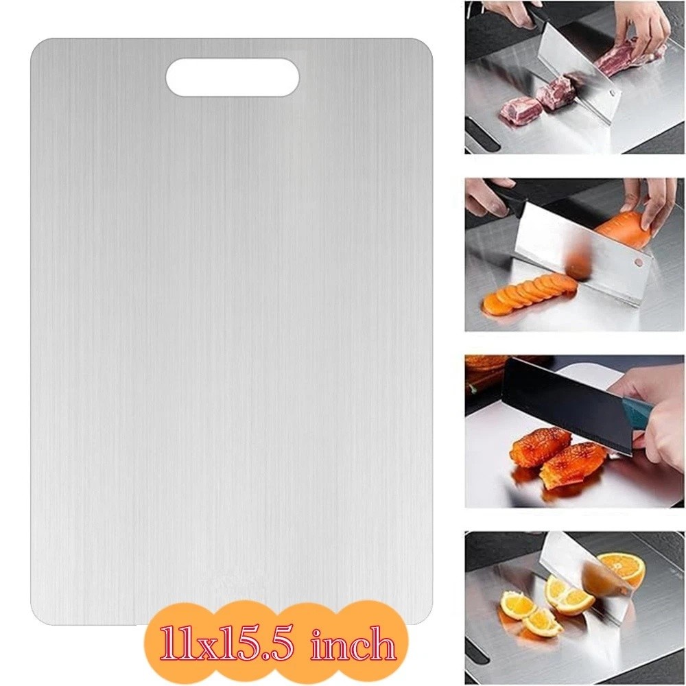 Titanium Cutting Board 100% Pure Non-Stick Double-Sided 11×15.5″ in for Kitchen