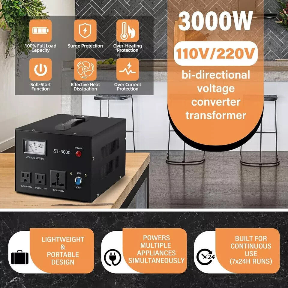 3000W Voltage Converter Transformer Step Up Step Down 220V to 110V 110V to 220V