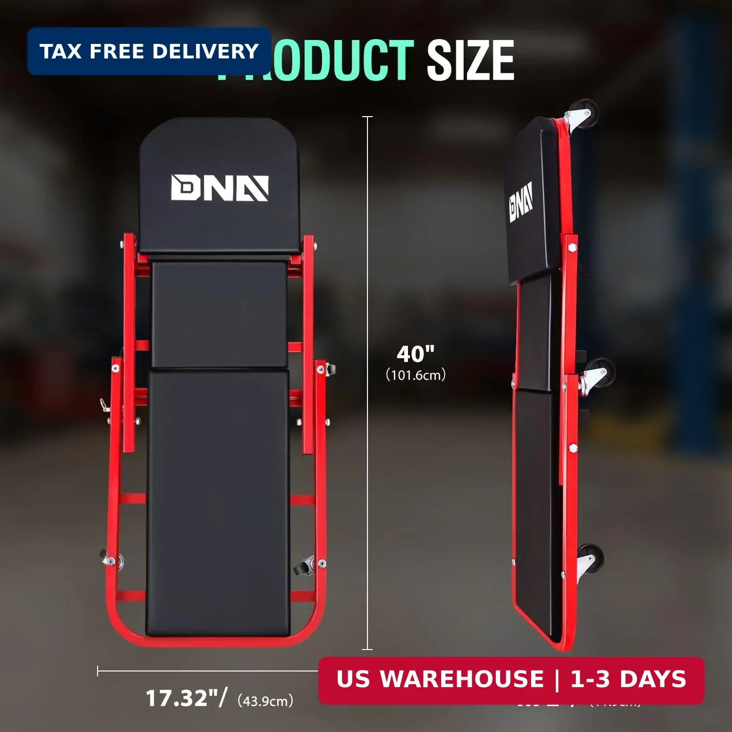 ‎DNA MOTORING TOOLS-00186 40 Inches 2 IN 1 Rolling Folding Car Creeper/Seat, 6 P