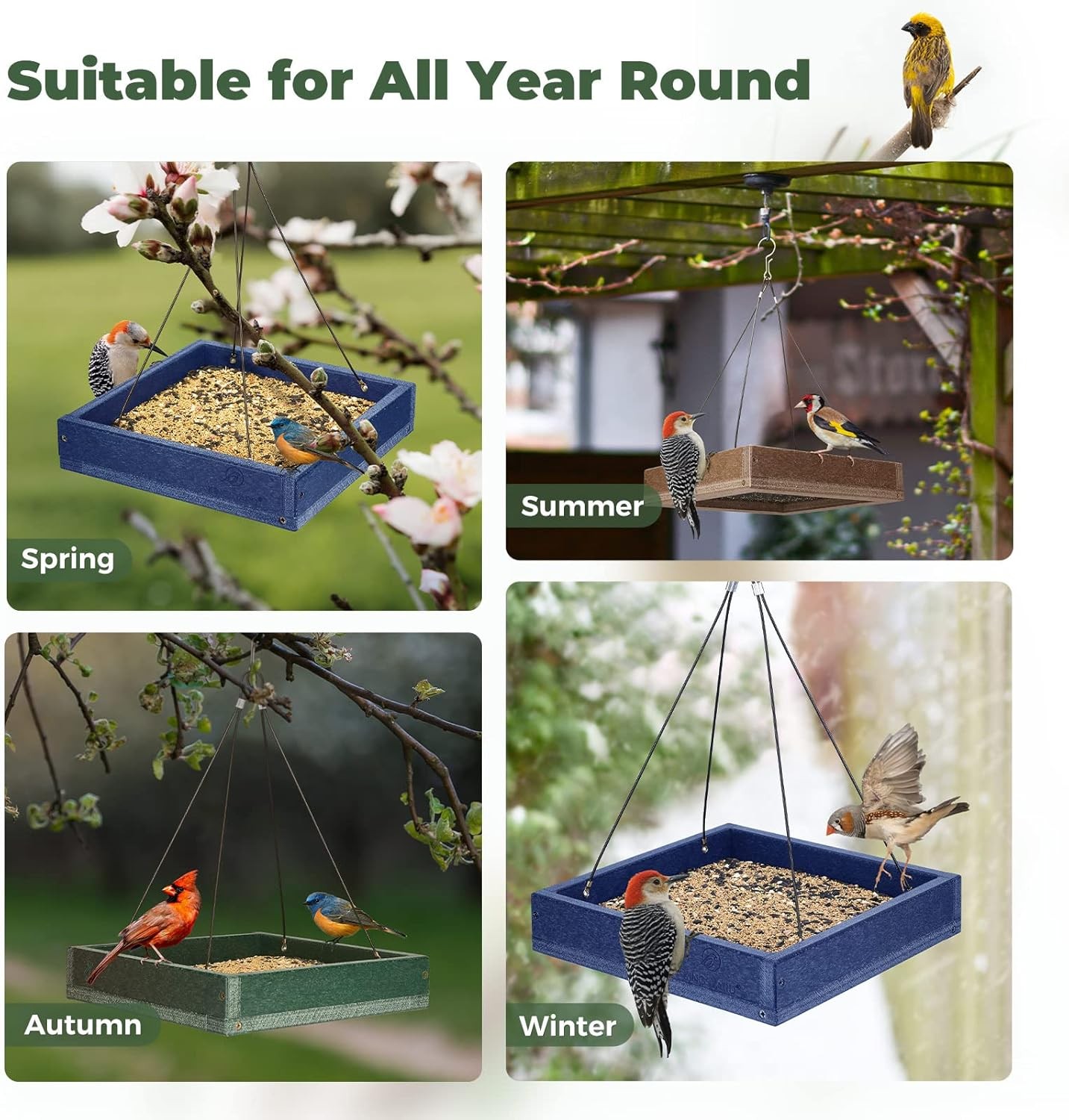 NEW,Composite Platform Bird Feeder, 3.5 lbs Large Capacity,