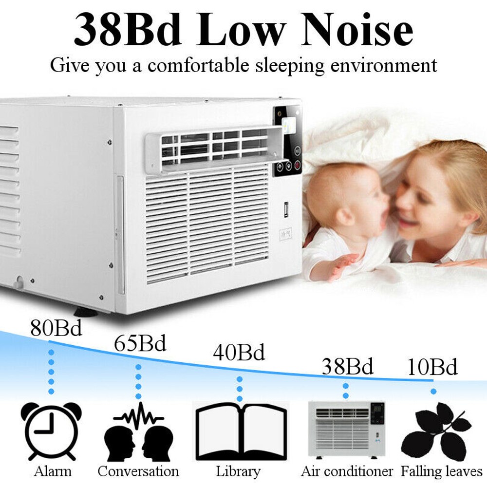 1100W 110V Portable AC Unit Refrigerated Air Conditioner Cold&Heat Timer Remote