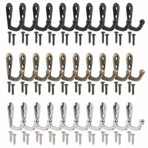 10/30Pcs Hanging Metal Single Hook Clothes Hat Coat Robe Wall Door Hangers Hooks