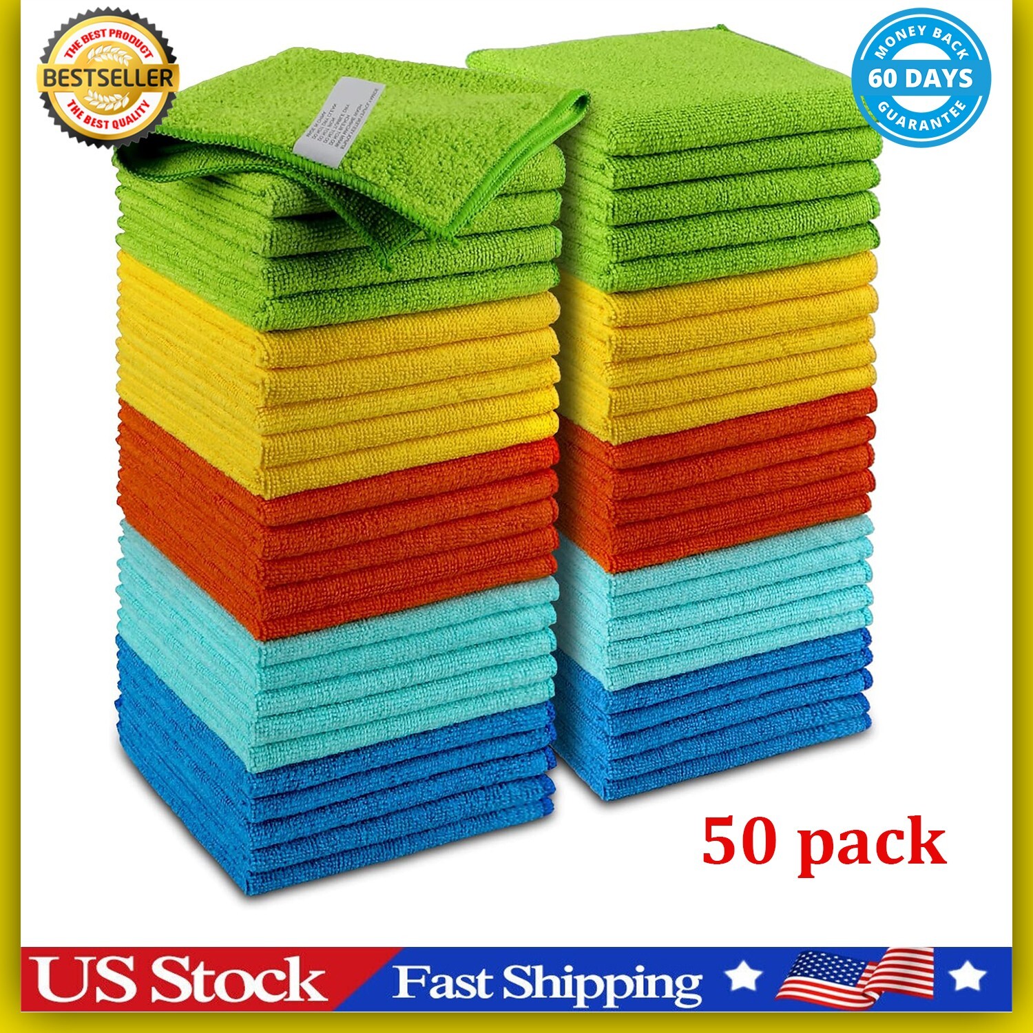 Microfiber Cleaning Cloth Set of 50 Towel Rag Car Polishing Detailing No-Scratch