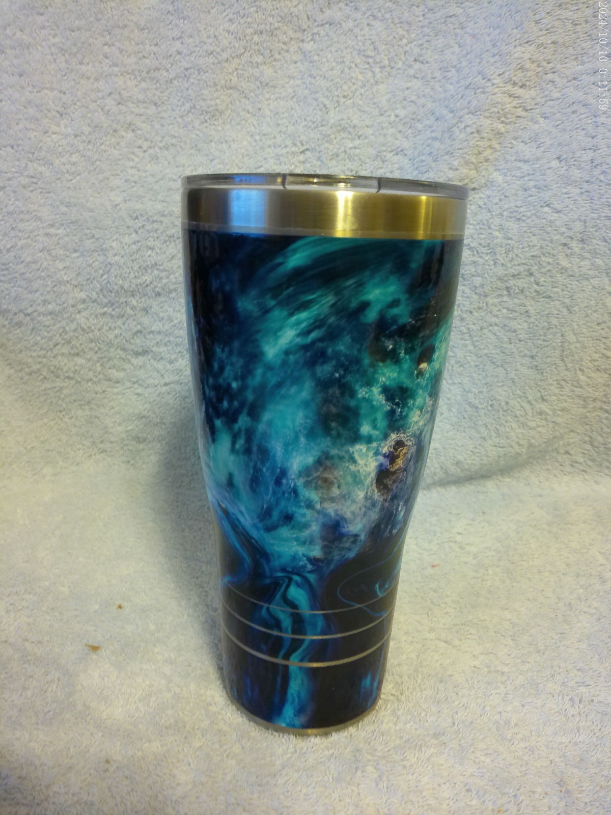Tervis Stainless Drink Tumbler 30 Oz. Teal Splash V3 8Hrs. Hot 24 Hrs. Cold New