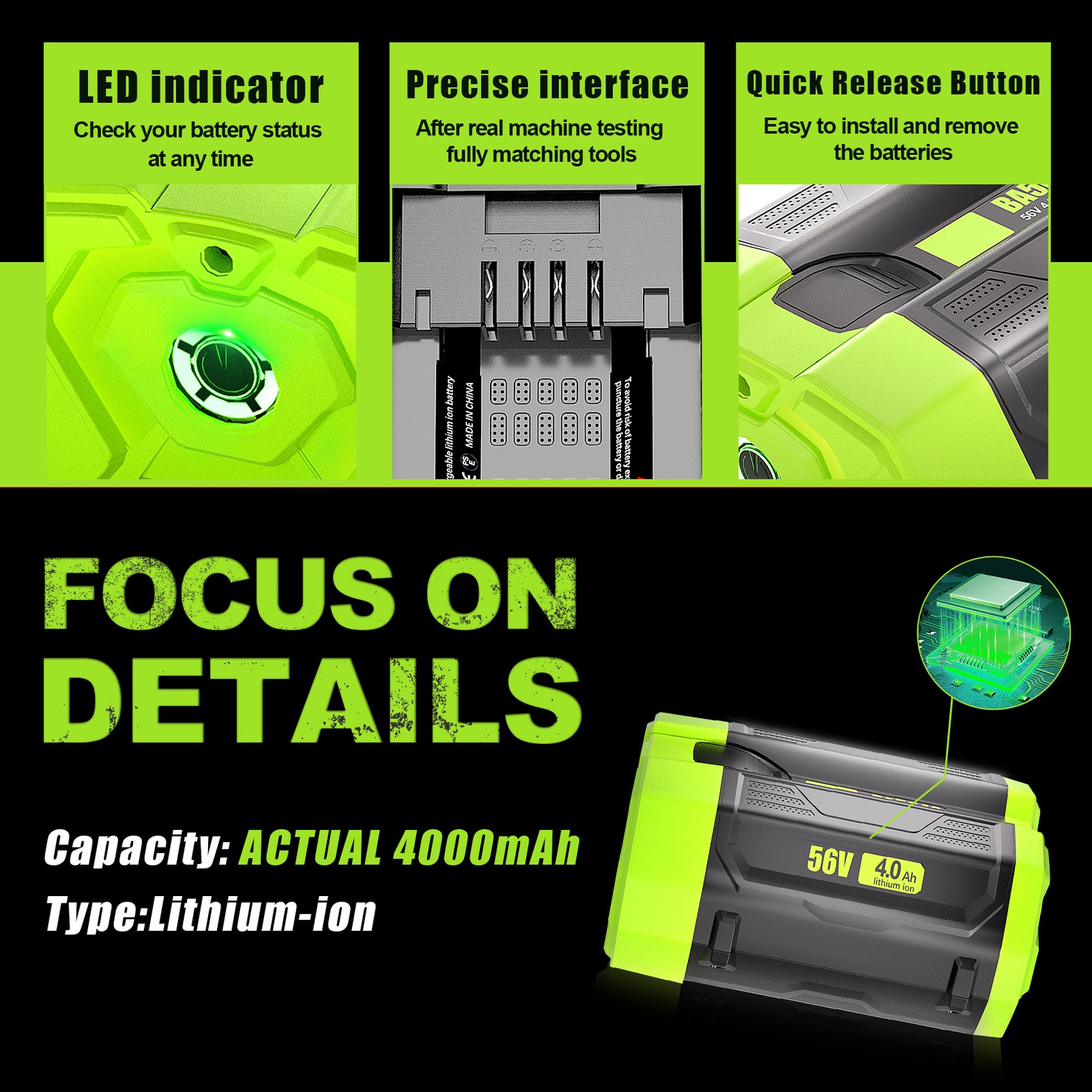 2 Pack For EGO POWER+ BA2800T 56V 4.0 AH Battery w/ Fuel Gauge 56 Volt Power+