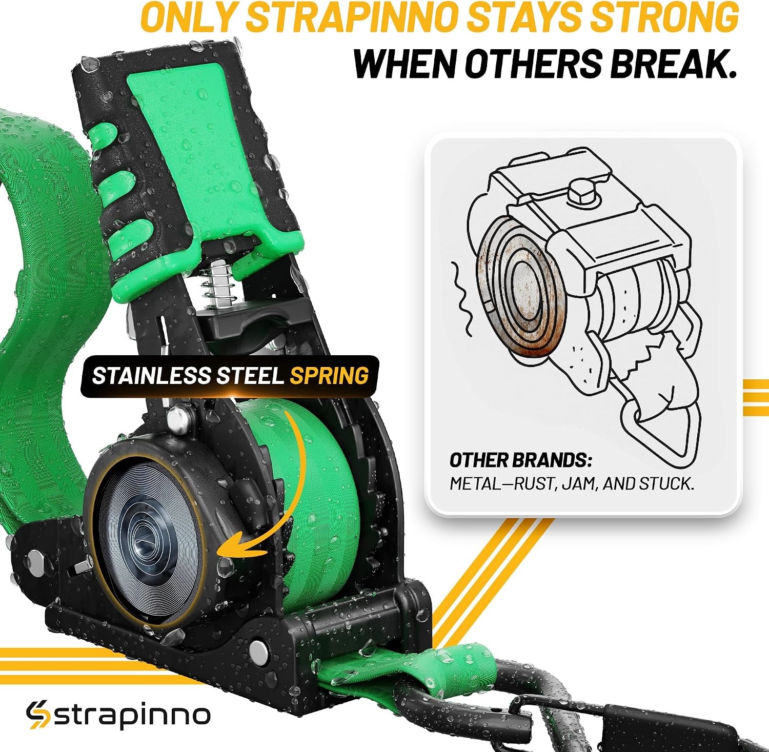 Retractable Ratchet Straps 4-Pack 1 in x 10 ft 1,500LBS Break Strength Most