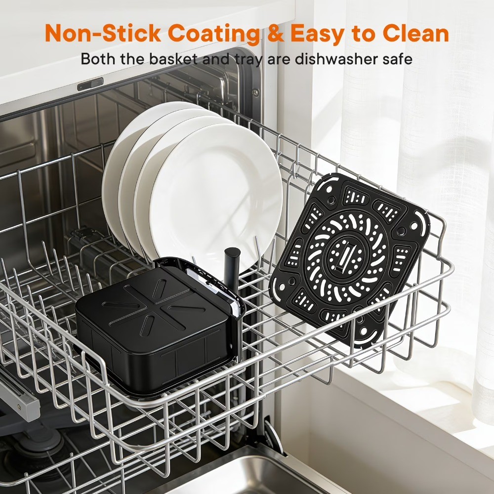 4 Qt Compact Air Fryer, 4-in-1 Cooking Functions, Dishwasher-Safe Parts, Black