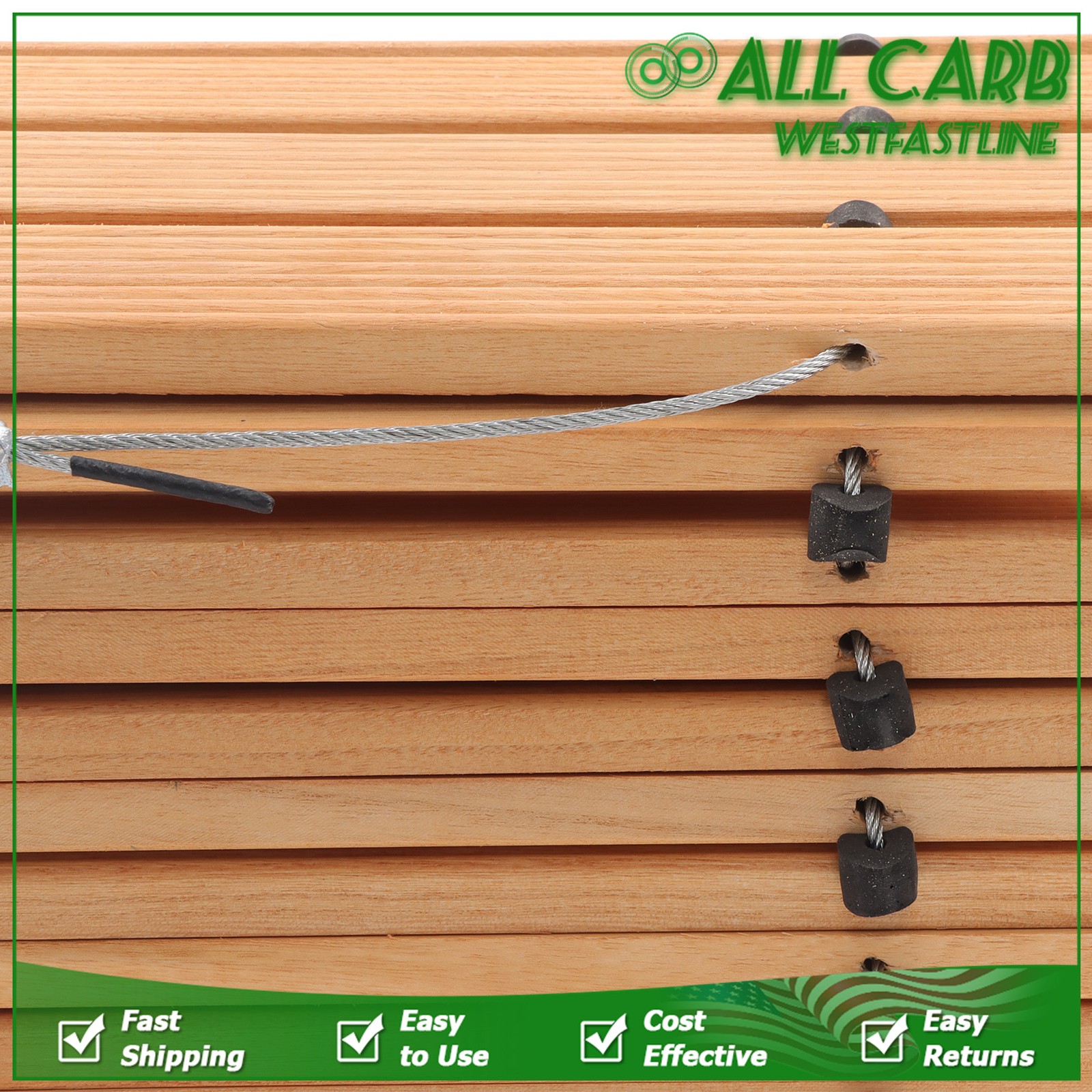 12ft Lx17 in W Straight Wooden Garden Pathway Roll Out With Wire Rope Connection