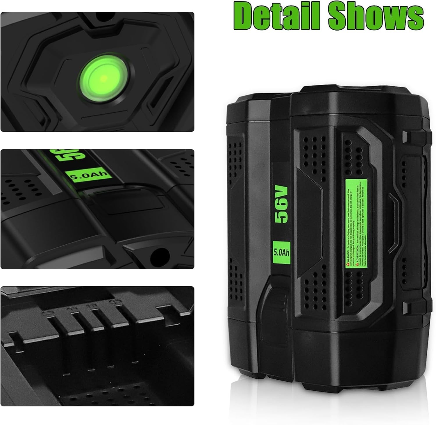 2Pack 56V 5.0Ah Battery For EGO 56Volt BA1400 POWER+ Lithium Ion BA2800T BA2240