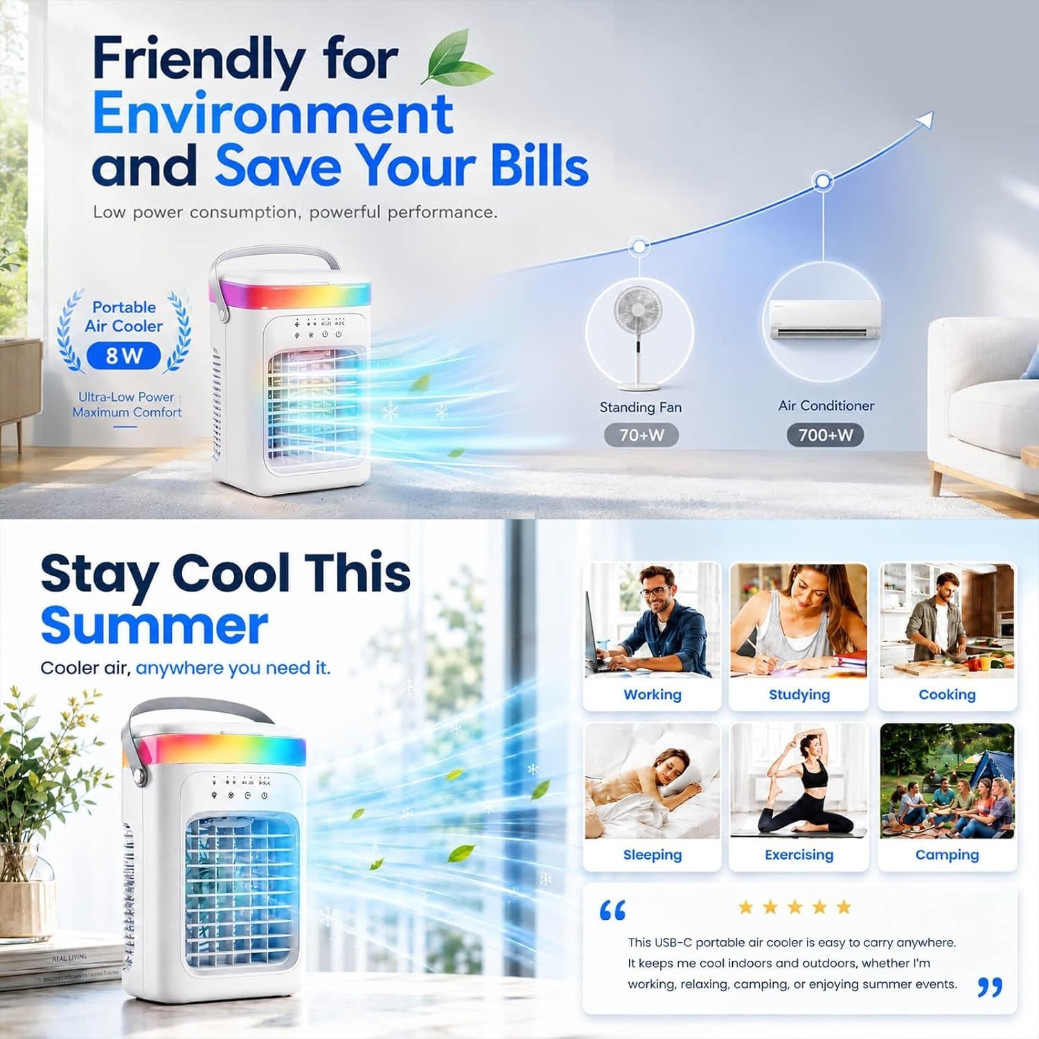 2026 New 4-in-1 Portable Air Conditioner, Sound ≤30dB Mini AC Unit, 12H Runti…