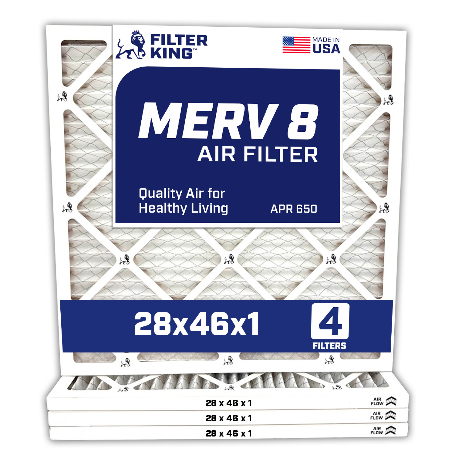 Filter King 28x46x1 Air Filter 4-PACK MERV 8 Actual Size 28 x 46 x .75″