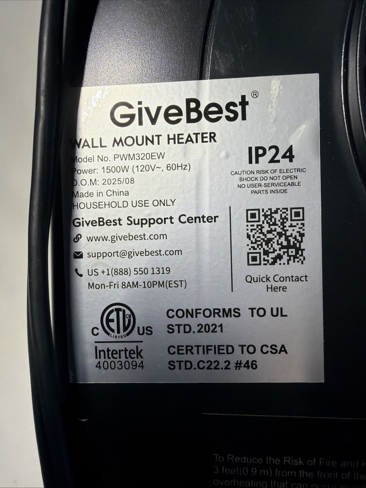 Smart Wall Heater 1500W Fast Heating w/Remote Control WiFi Enabled (GiveBest)