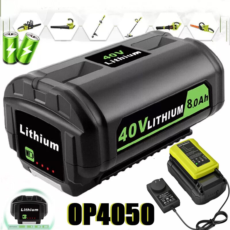 For Ryobi 40 Volt Lithium OP4060 OP4030 OP40301,OP4040 8.0Ah Battery/Charger