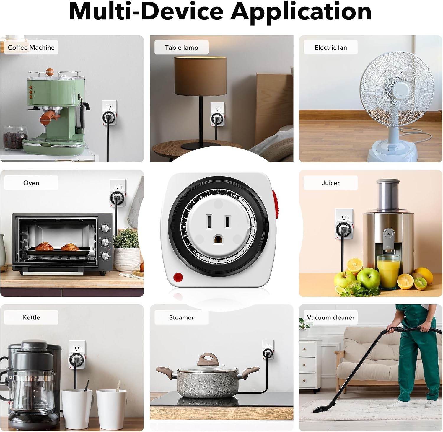 Compact Heavy-Duty Indoor Timer with 3-Prong Plug and 96 Programmable Slots