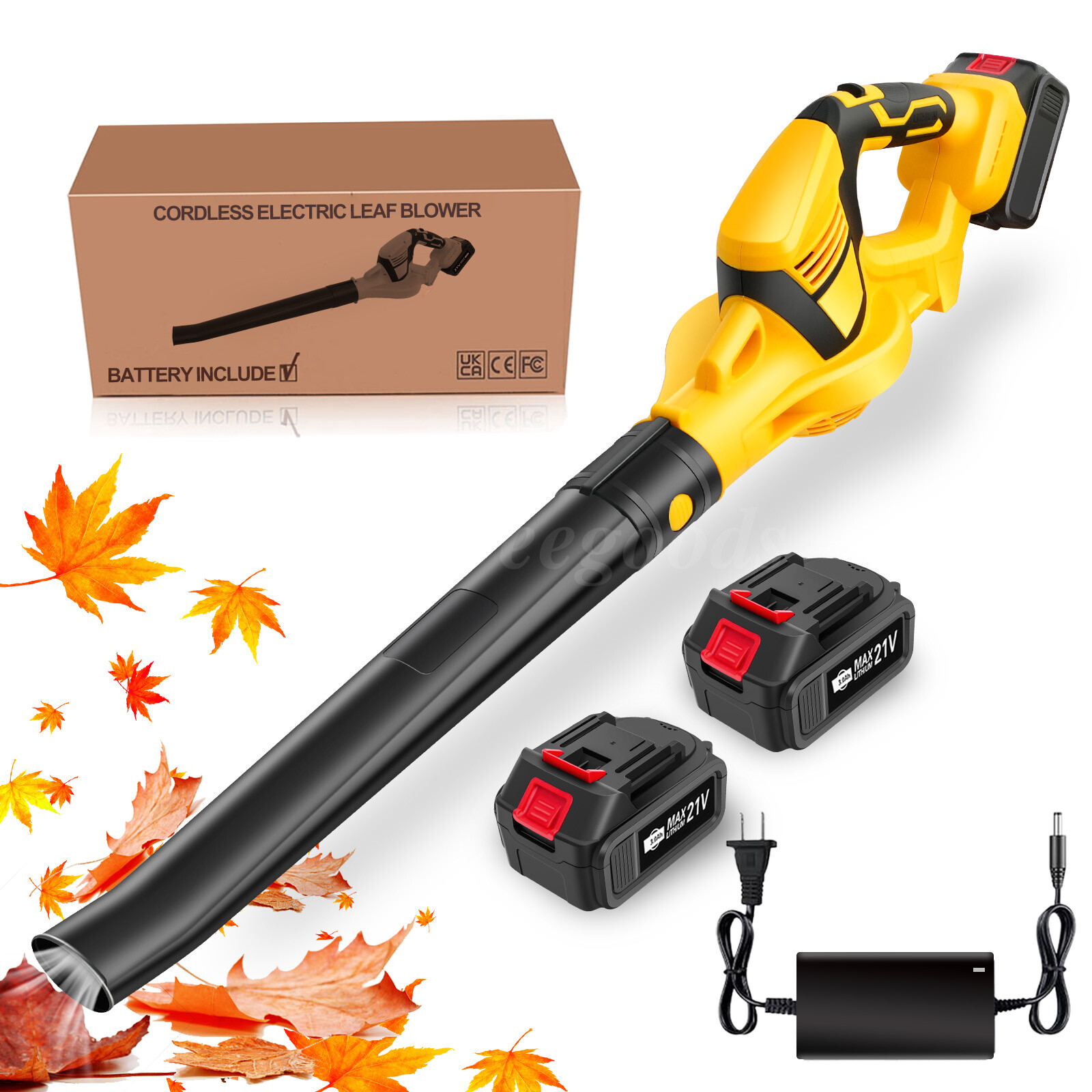 Cordless Leaf Blower W/ 2*3000mAh Battery and Charger 21V 140MPH 540CFM Electric