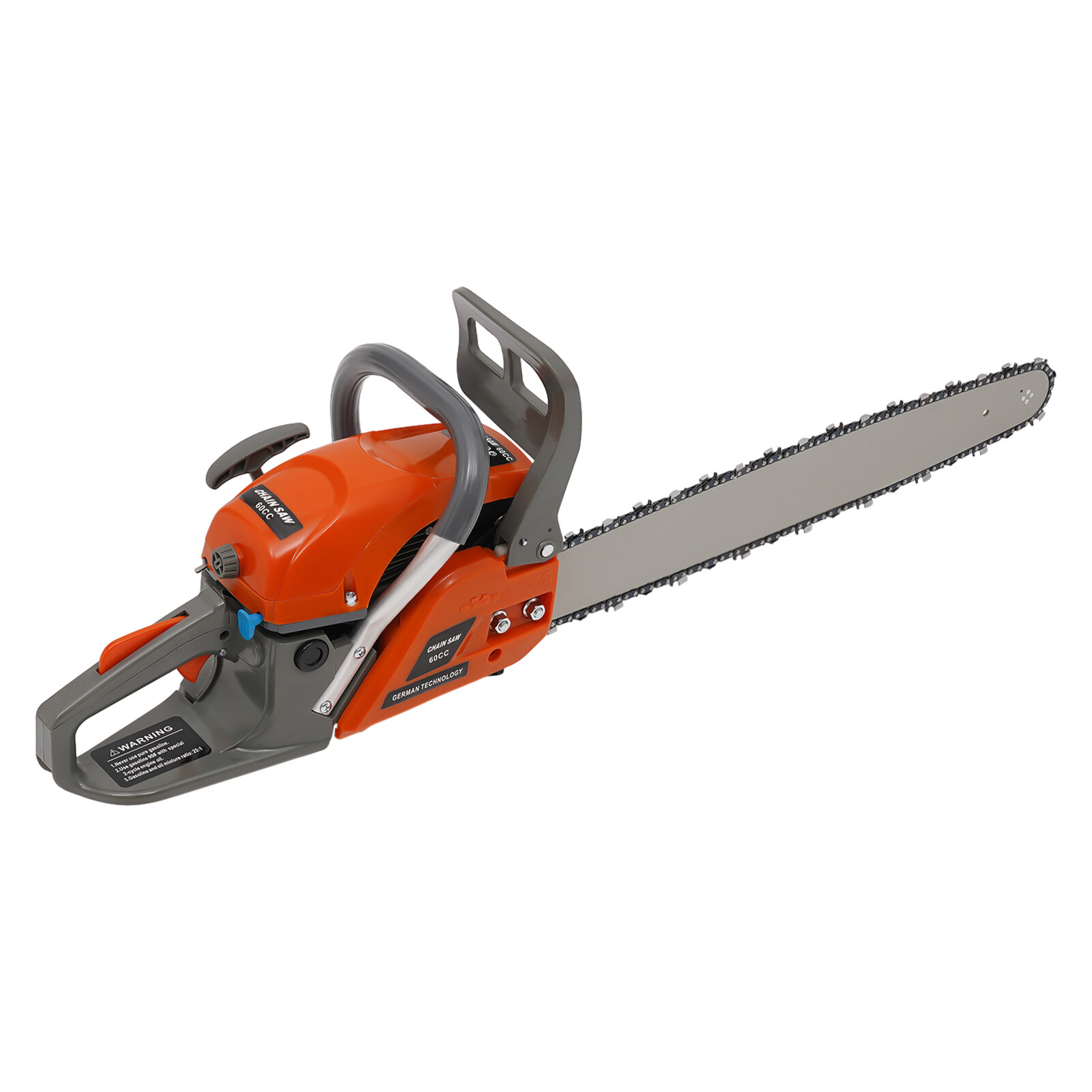 60cc Gas Powered Chainsaw with 22” Guide Bar Saw Chain 2-Stroke Engine Cut Wood