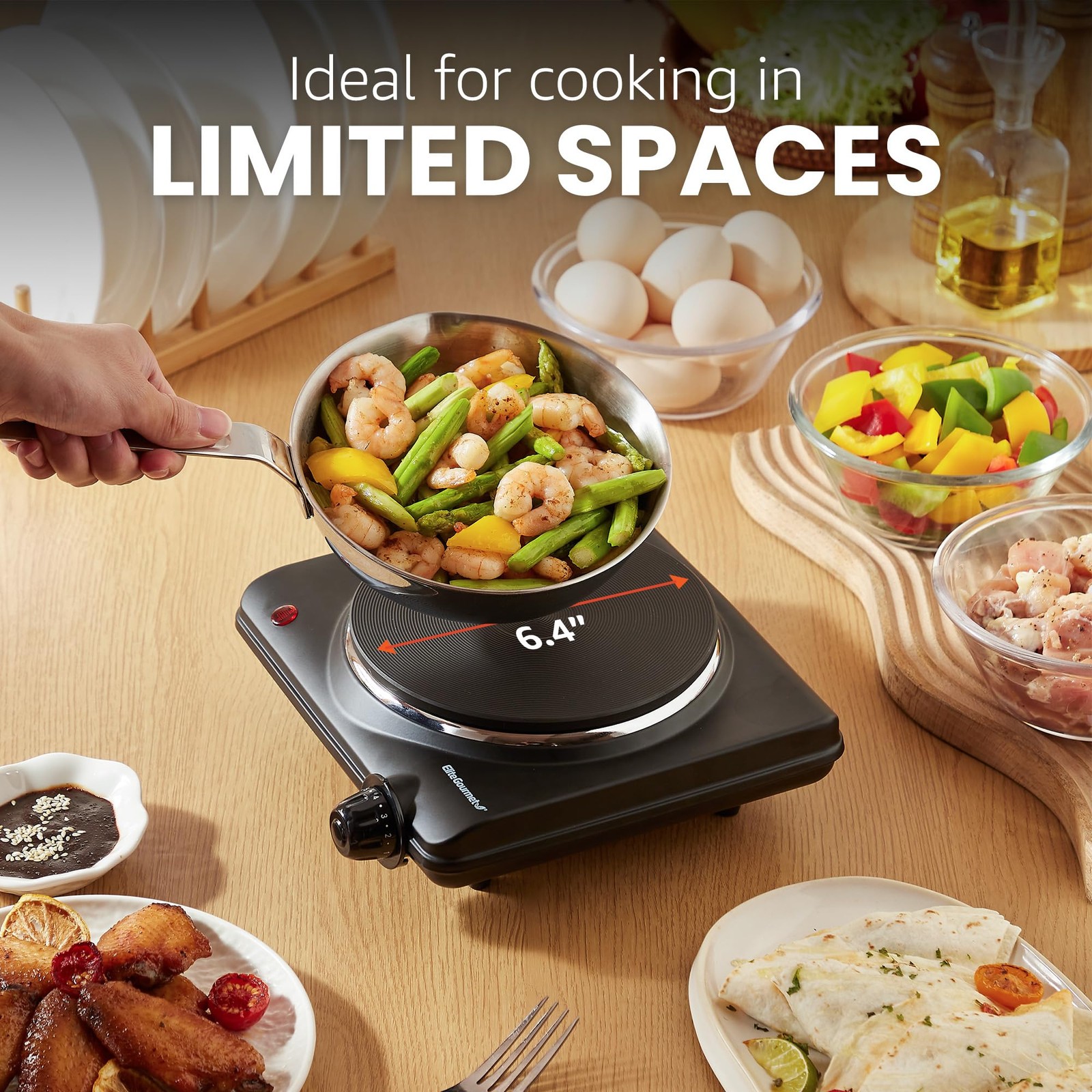 Elite Gourmet ESB-301BF# Countertop Single Cast Iron Burner, Single, Black