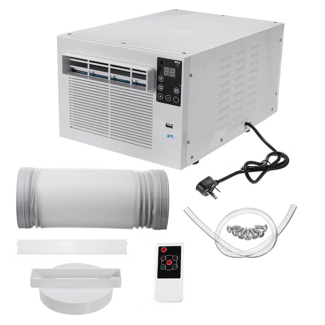 1100W Portable Window Refrigerated Air Conditioner Cold & Heat With Timer Remote