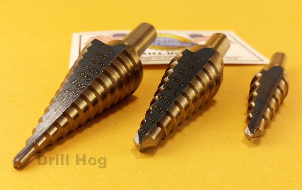 3 Pc Step Drill Bit Set REAMER Step Bit Set UNIBIT Lifetime Warranty Drill Hog®