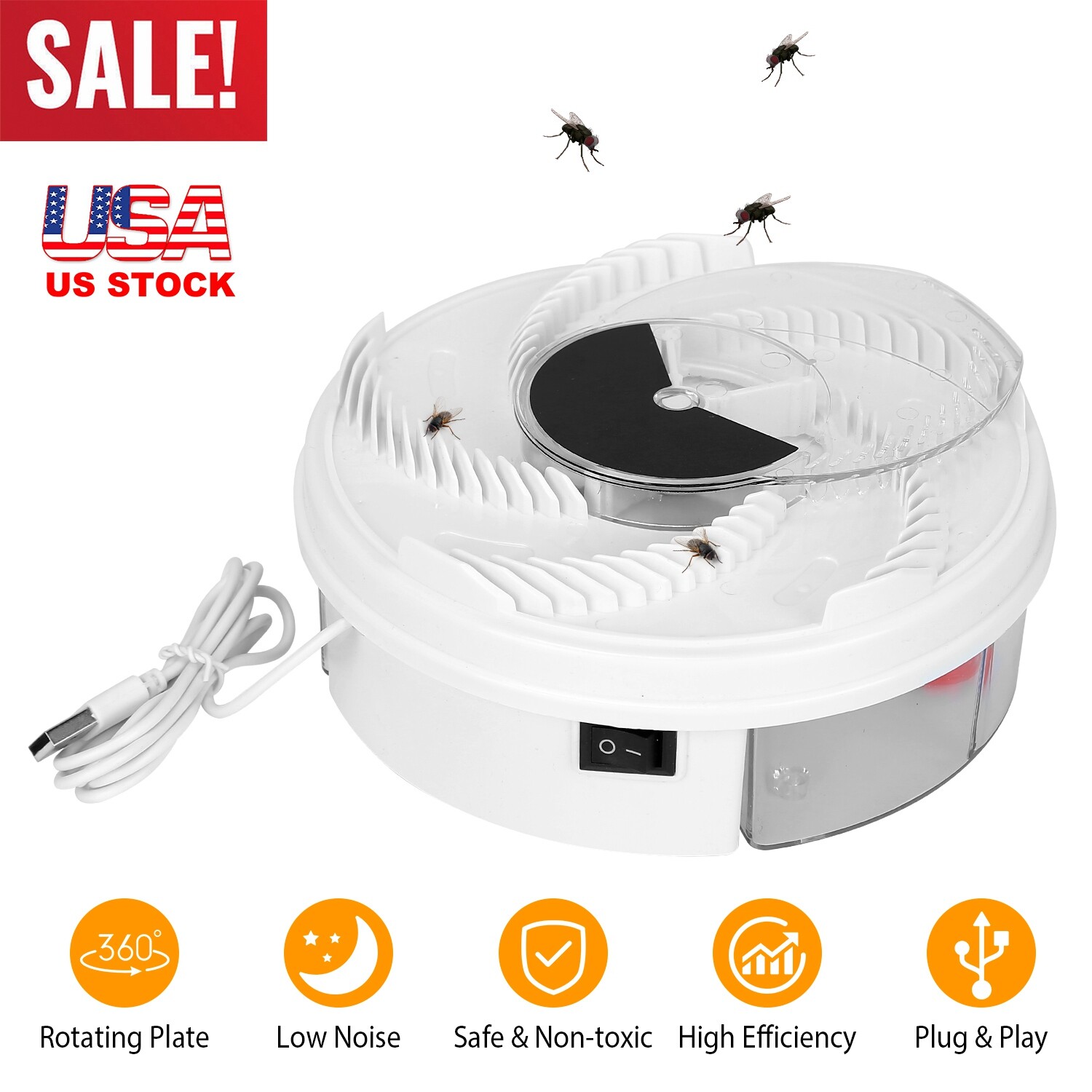 Electric Fly Trap Automatic Fly Catcher Rotating Fly Pest Repellent Kitchen Tool
