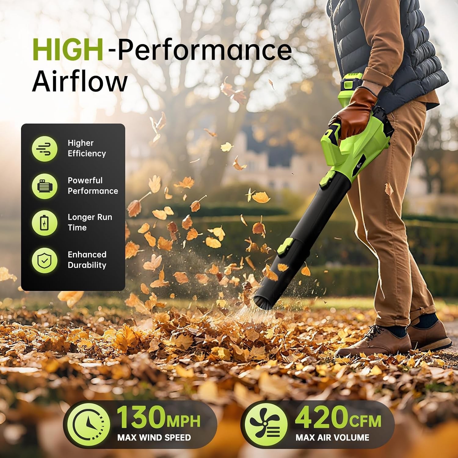 Ultra-Lightweight Cordless Leaf Blower – 21V Rechargeable with Dual Batteries