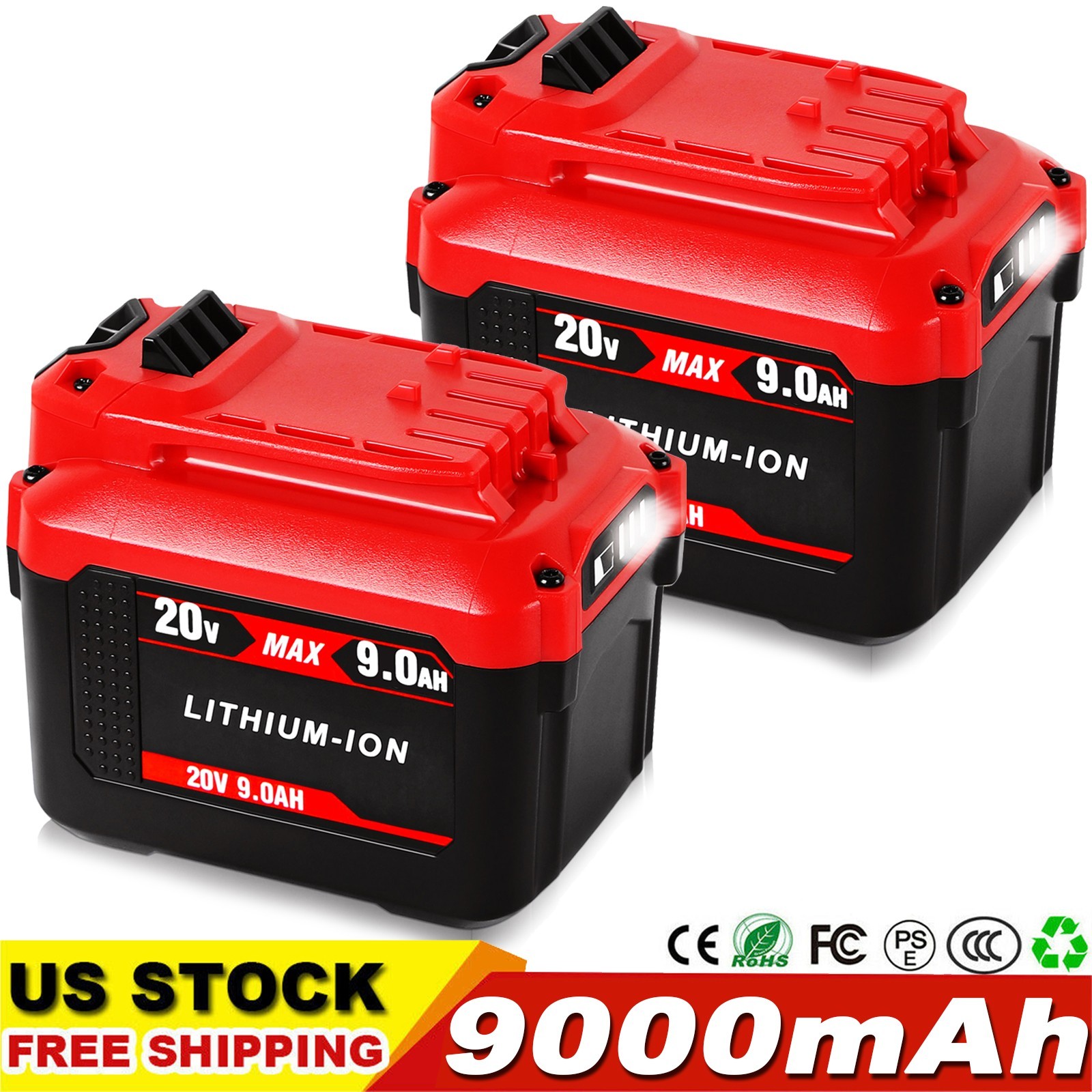 2x 20V V20 9.0Ah For Craftsman 20Volt MAX Li-ion Battery CMCB204 CMCB202 CMCB206