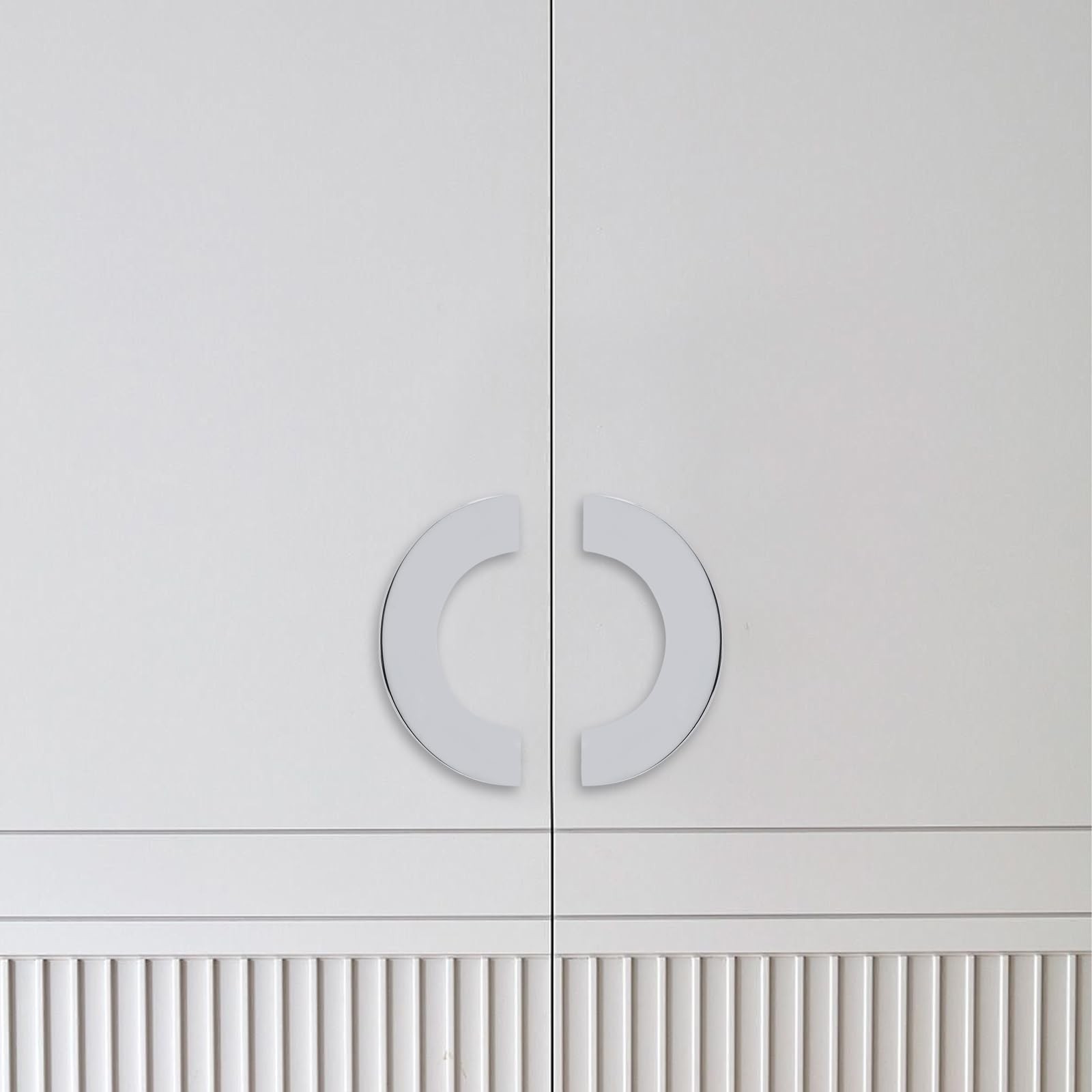 2 PCS 2.5in Semicircle Nickel Brushed Cabinet Handles Wardrobe Drawer Pulls