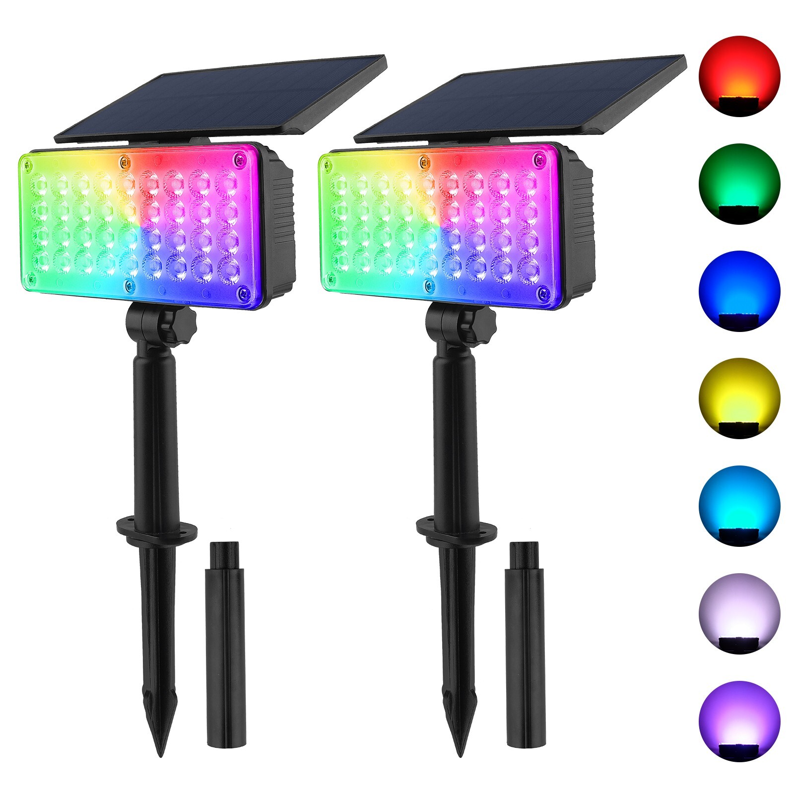 T-SUN 2Packs Solar 36-LED Spotlight Outdoor Garden Yard Pathway Lamp Security