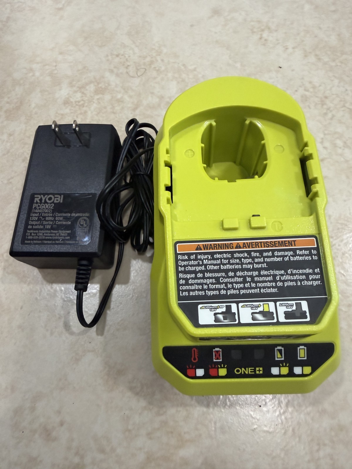 Ryobi Battery Charger OEM PCG002 Authentic 18V ONE+ Li-Ion ORIGINAL