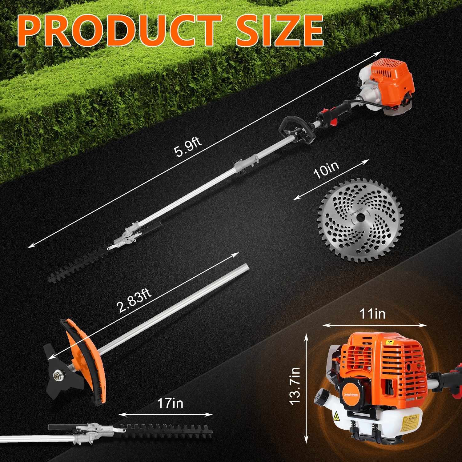 52CC 5 in 1 2-Stroke Grass String Trimmer Brush Cutter Gas Trimmer Weed Eater US